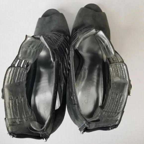 Calvin Klein Danica Platform Stiletto Heels Pumps Grey Suede Date Night Sz 9.5 - Picture 12 of 16